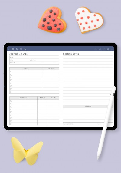 Project Meeting Minutes Template template for GoodNotes