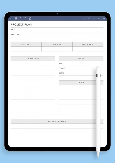 Project Plan Template for GoodNotes