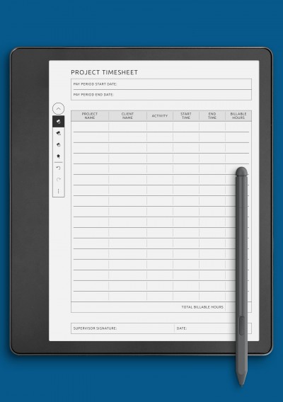Project Timesheet Template for Kindle Scribe