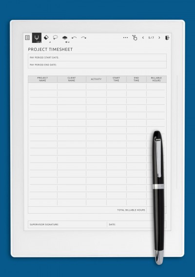 Supernote A6X Project Timesheet Template