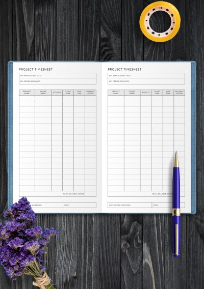 Travelers Notebook Project Timesheet Template