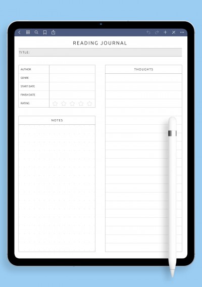 Reading Journal Template - Minimalist Style iPad