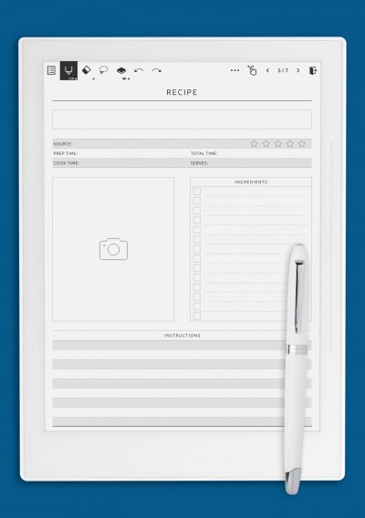 Recipe Page Template for Supernote