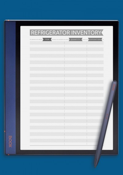 Refrigerator Inventory - Casual Style Template for BOOX Note