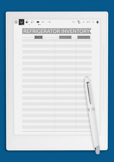 Refrigerator Inventory - Casual Style template for Supernote