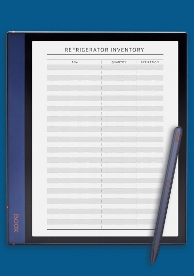 Refrigerator Inventory - Original Style Template for BOOX Note