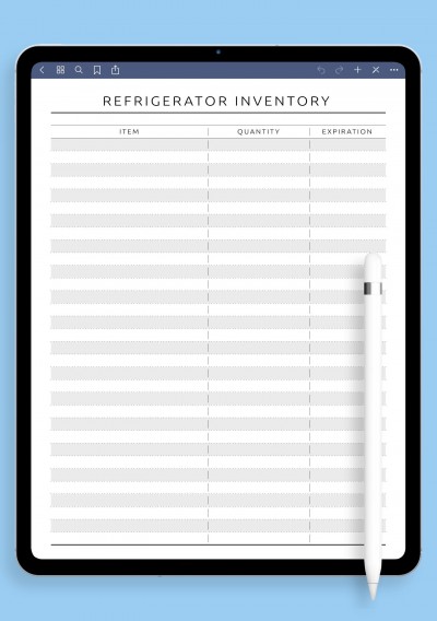 Refrigerator Inventory - Original Style Template for Notability
