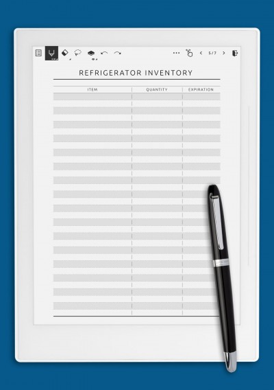 Refrigerator Inventory - Original Style template for Supernote