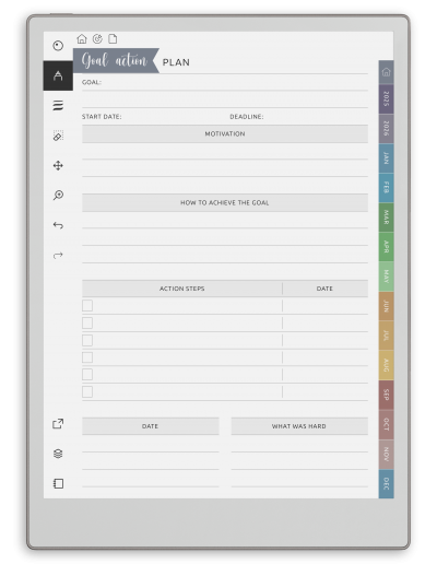 Goal Planner for reMarkable – SMART Template for Productivity