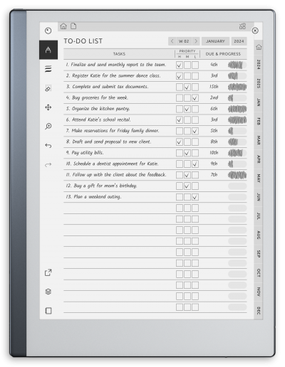 Weekly To-Do planner for reMarkable - Customizable Hyperlinked PDF
