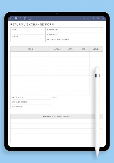 iPad Pro Return / Exchange Form Template
