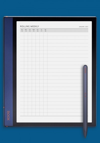 Rolling Weekly Template template for BOOX Note