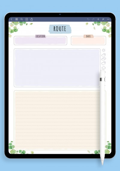 Notability Route Planning Template - Floral Style