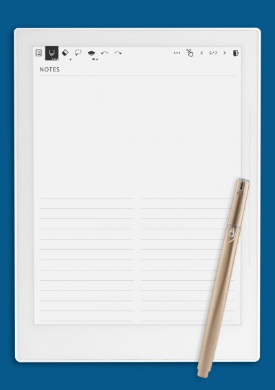 Supernote Device Ruled Grid 2-Column Bottom Template