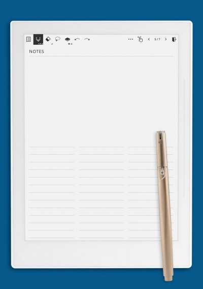 Ruled Grid 3-Column Bottom Template for Supernote Device