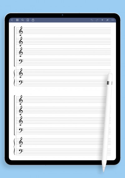 SATB + Piano Staff (Choral Score Layout) template for GoodNotes