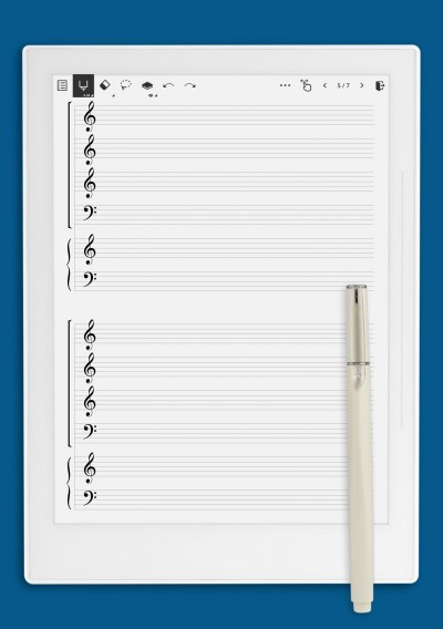 SATB + Piano Staff (Choral Score Layout) template for Supernote