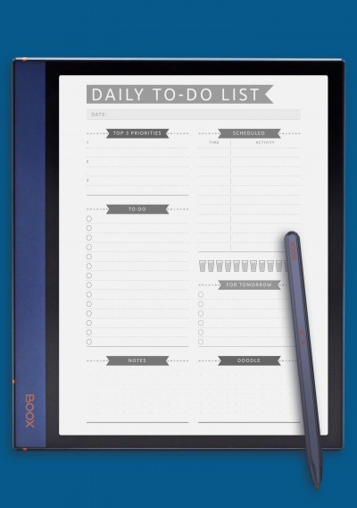 Scheduled Daily To Do List - Casual Style Template for BOOX Note
