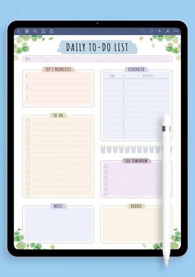 Scheduled Daily To Do List - Floral Style for iPad & Android