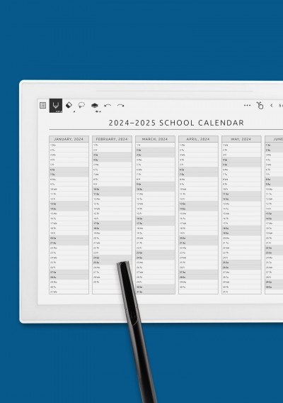 School Calendar Template for Supernote