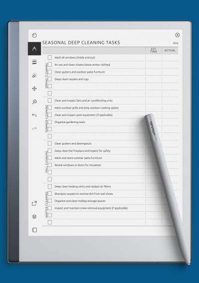 reMarkable Seasonal Deep Cleaning Tasks template
