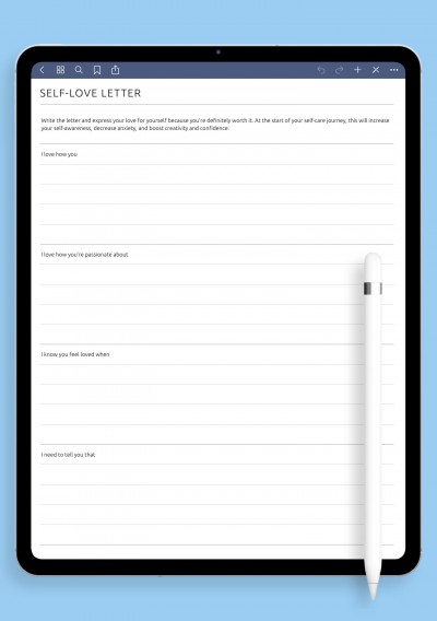 Self-Love Letter Template for iPad Pro