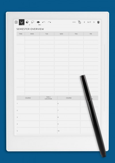Supernote Semester Overview One-Page Template