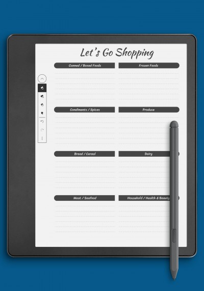 Shopping list template for Kindle Scribe