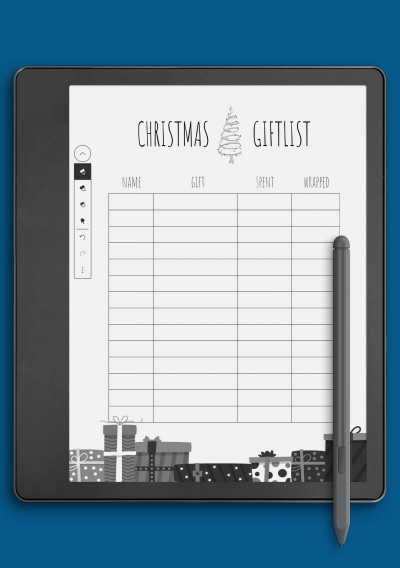 Simple Bright Christmas Gift List Template for Kindle Scribe