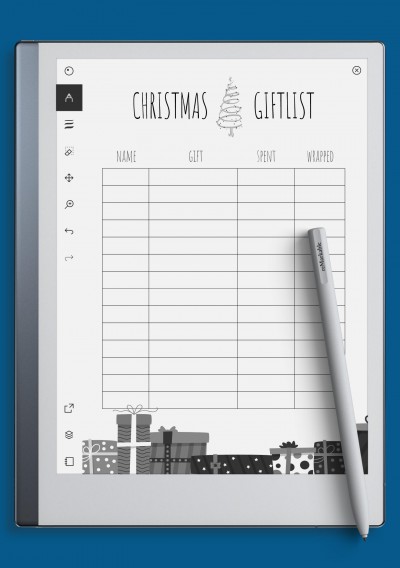 reMarkable Simple Bright Christmas Gift List Template