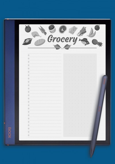 Simple grocery list template for BOOX Note