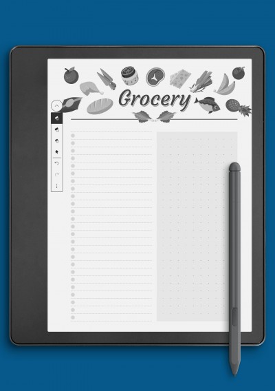 Simple funny grocery list template for Kindle Scribe