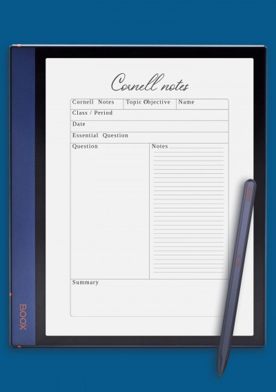 Simple Cornell Note-Taking Template for BOOX Note