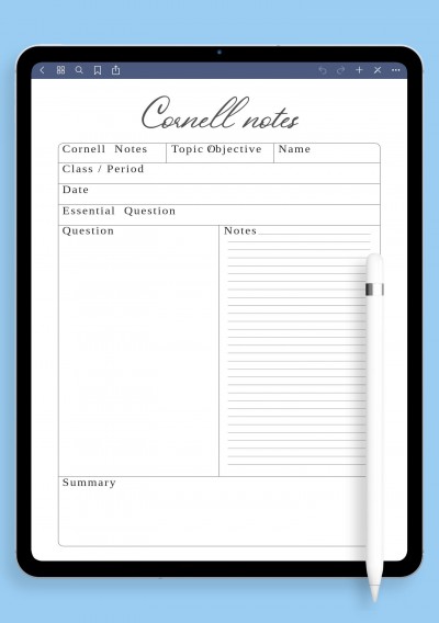 GoodNotes Simple Cornell Note-Taking Template