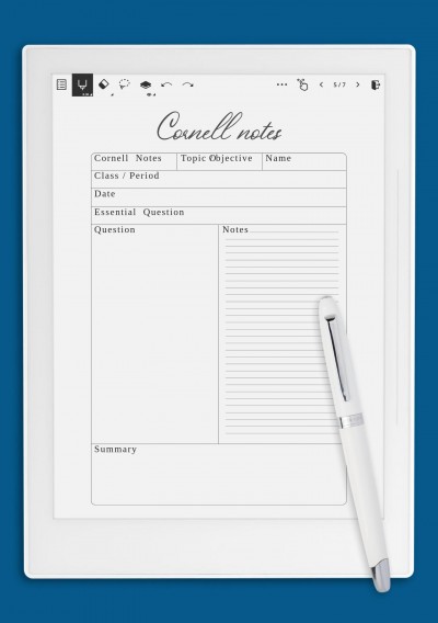 Simple Cornell Note-Taking Template for Supernote