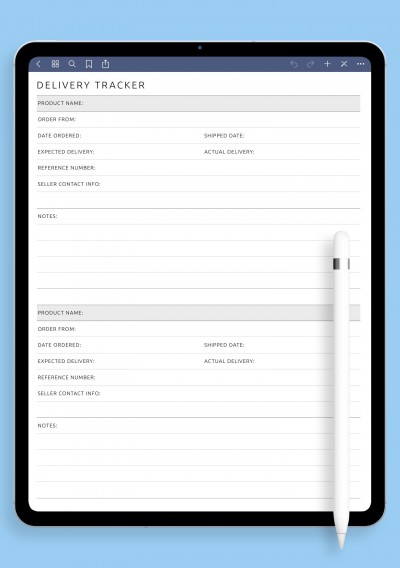 Simple Delivery Tracker Template for iPad