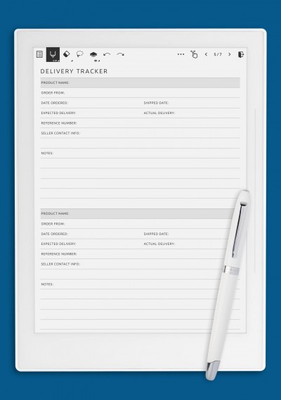 Supernote A6X Simple Delivery Tracker Template
