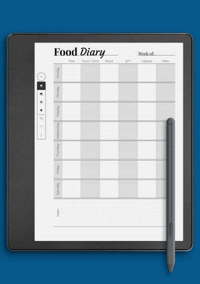Simple Food Diary Template for Kindle Scribe