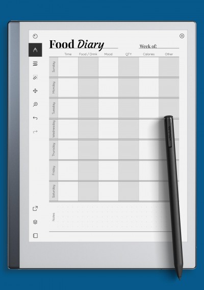 reMarkable Simple Food Diary Template