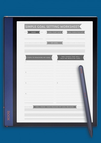 Simple Goal Setting Worksheet - Casual Style Template for BOOX Note