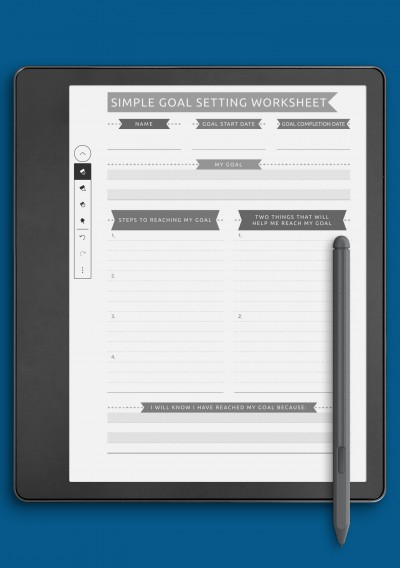Simple Goal Setting Worksheet - Casual Style Template for Kindle Scribe