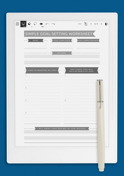Supernote A5X Simple Goal Setting Worksheet - Casual Style Template