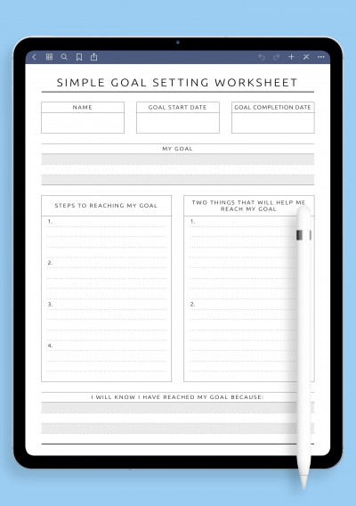 GoodNotes Simple Goal Setting Worksheet - Original Style