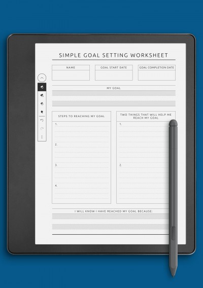 Simple Goal Setting Worksheet - Original Style Template for Kindle Scribe