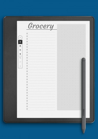 Simple grocery list template for Kindle Scribe