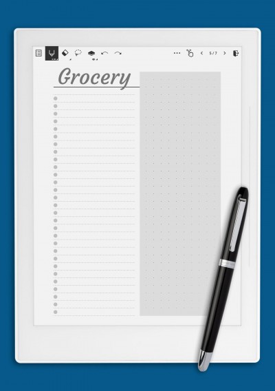 Supernote A6X Simple grocery list template