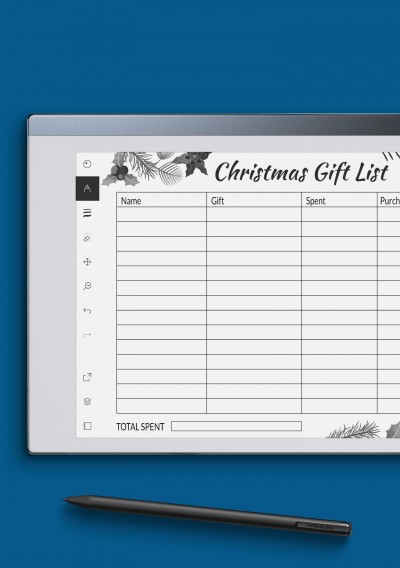 reMarkable Simple Horizontal Christmas Gift List