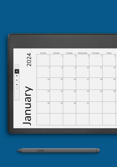 Amazon Kindle Simple Monthly Calendar Grid