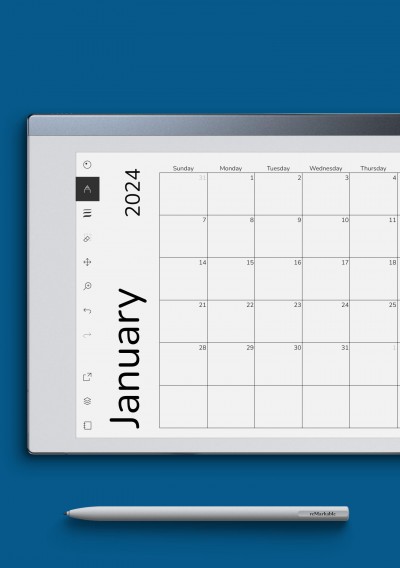 reMarkable Simple Monthly Calendar Grid