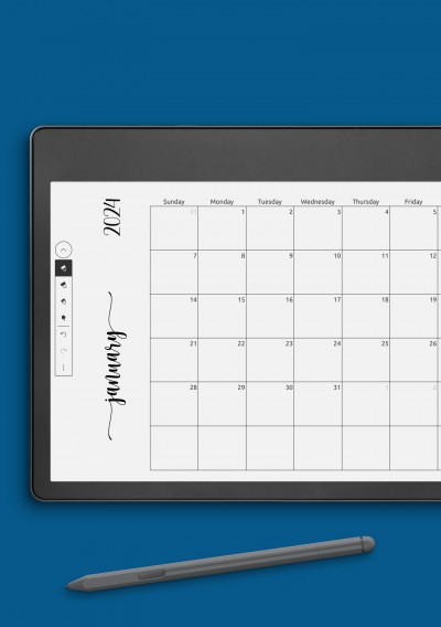Amazon Kindle Simple Monthly Calendar Horizontal